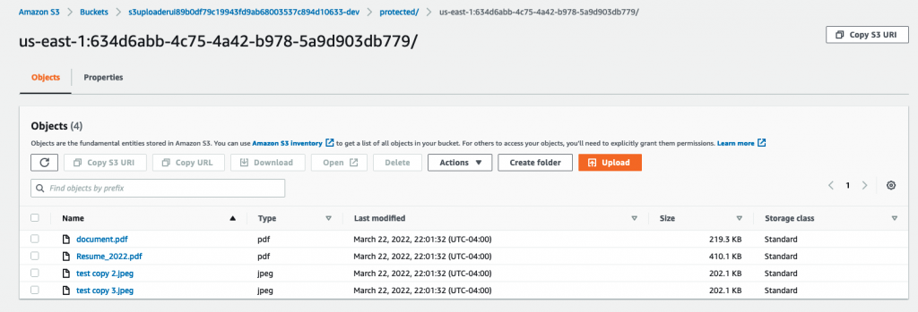 Figure21-AWS Management Console showing the S3 objects