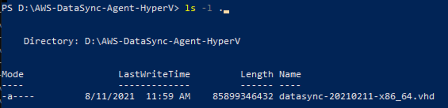Illustration of the command line displays the length of the VHD file in bytes.