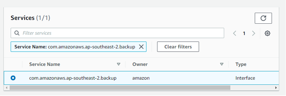 Figure 5 - Service selection when creating VPC interface endpoint