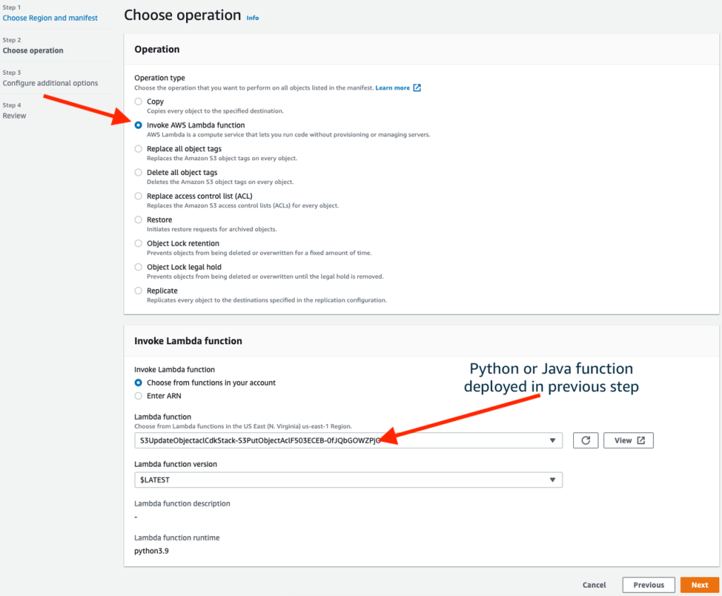 Figure 5 -Select Invoke AWS Lambda function and then input your Lambda function ARN