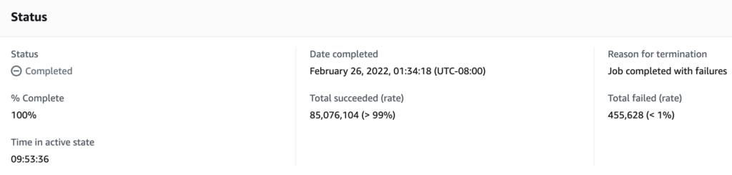 Figure 8 - Completed S3 Batch Operations job