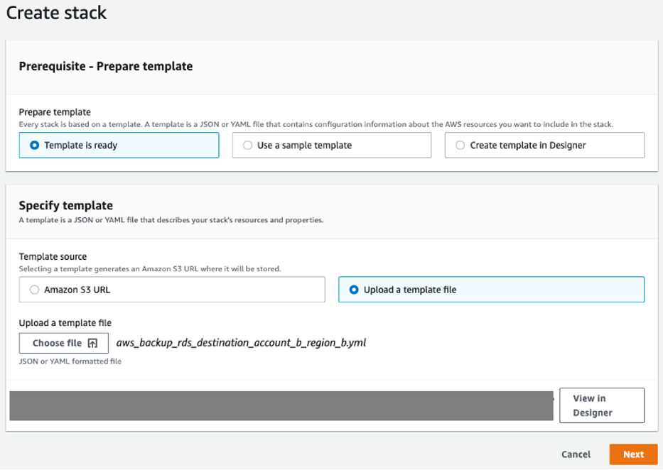 AWS CloudFormation account-b Region-b