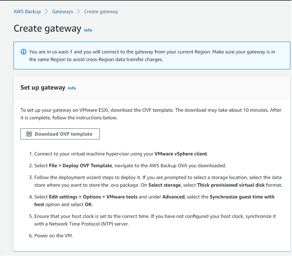 Figure 1.1: AWS Backup Gateway wizard.