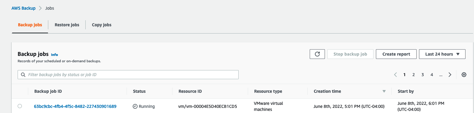 Figure 5.1: Showing the backup job in running state
