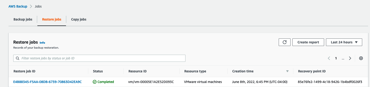 Figure 6.1: Showing the completed restore job