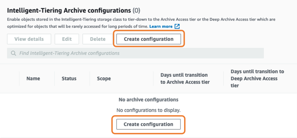 Create S3 Intelligent-Tiering archive configuration