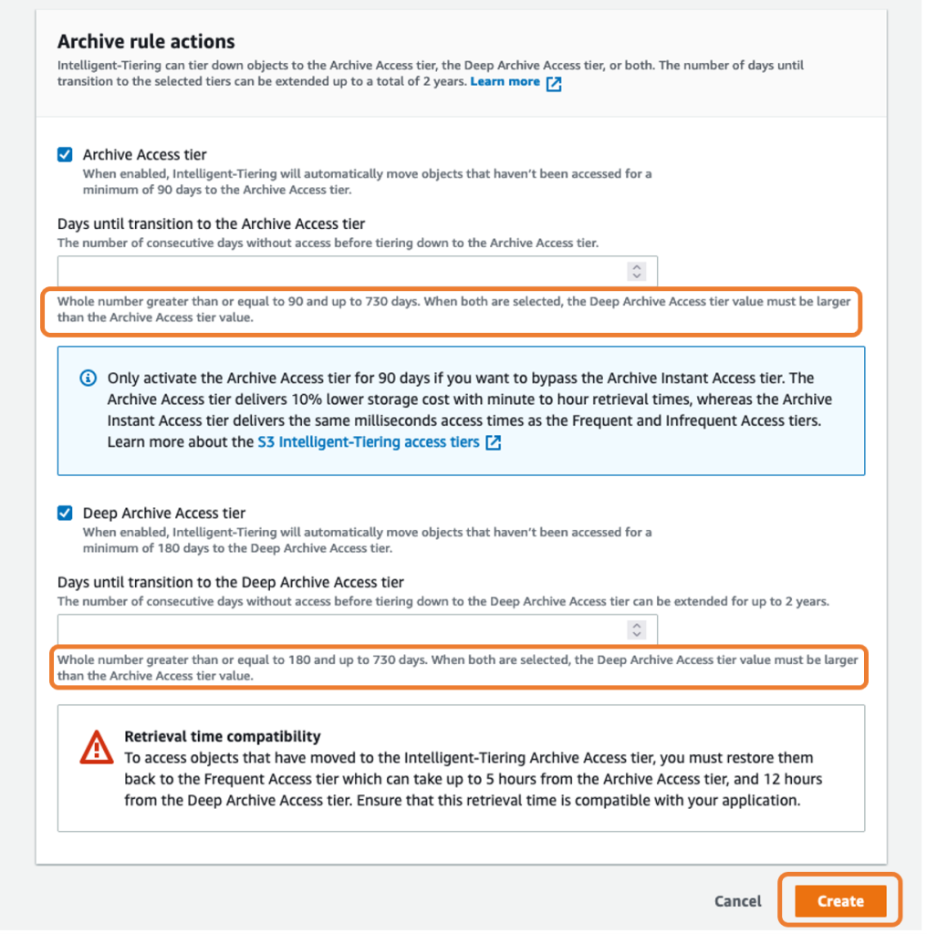 Archive rule actions