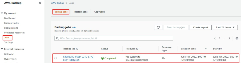 Backup jobs status check