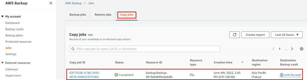 Copy jobs status check