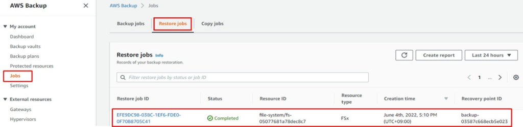 Confirmation of restore results
