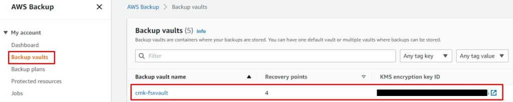 Backup vault selection