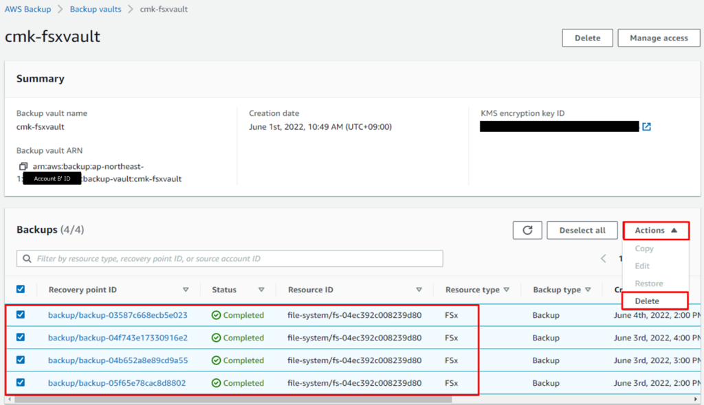Backup vault selection