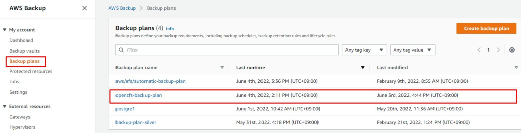 Backup plan selection