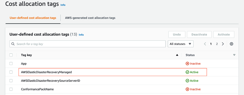 Cost allocation tags - User-defined cost allocation tags