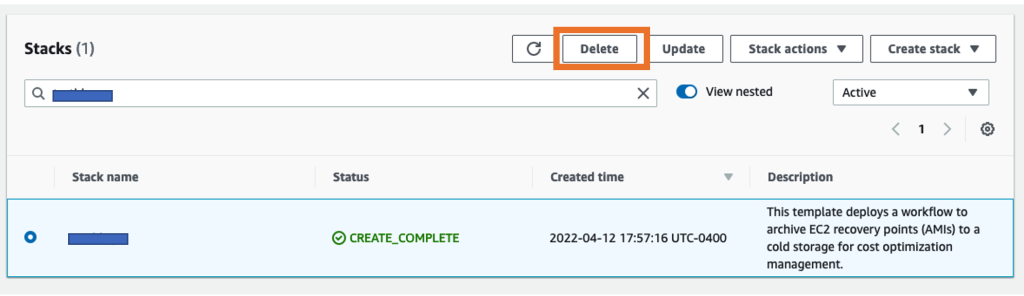 Deleting a CloudFormation stack