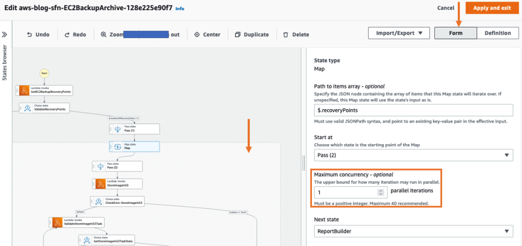 Modifying the Maximum Concurrently property of the state machine