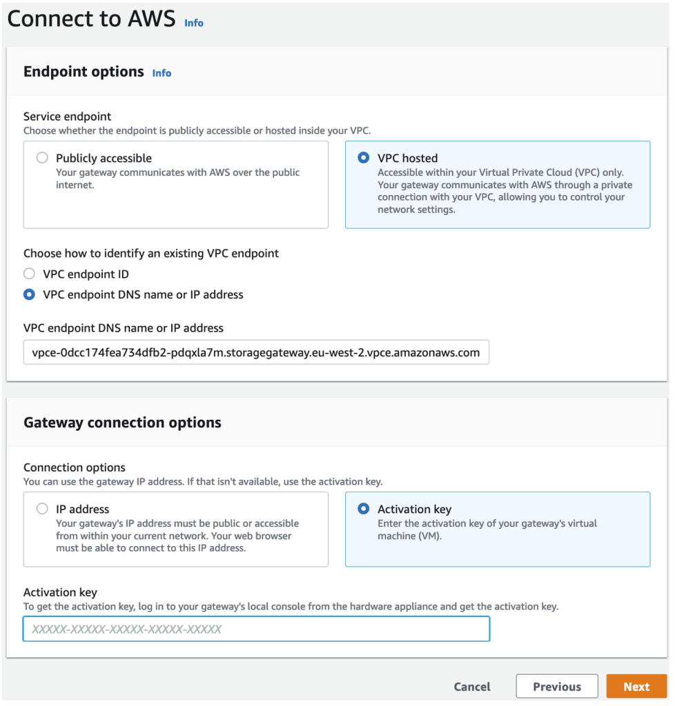 File Gateway Select VPC Endpoint