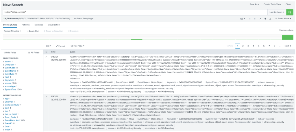 Searching for file access events in Splunk