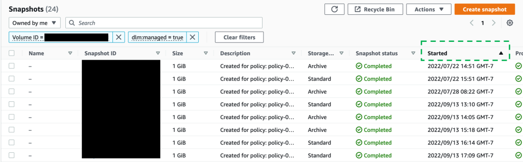 Sort snapshots by date
