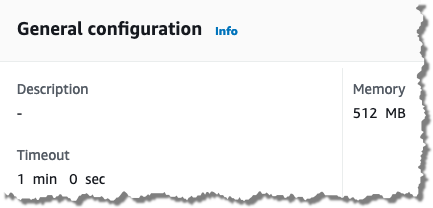 Configure the Lambda function with 512MB of memory and 1 minute timeout