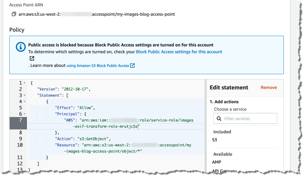 Update the Amazon S3 Access Point policy to grant the Exif Transform Lambda execution role access