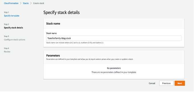 Figure 3- Create a CloudFormation stack to deploy the template