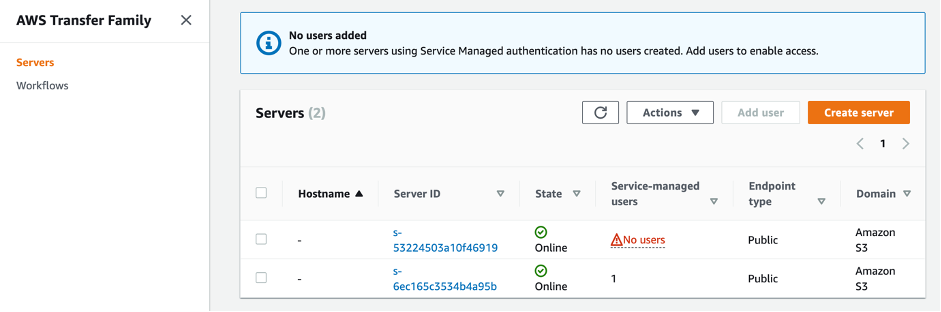 Figure 4- Modify the SFTP Server created by the CloudFormation stack