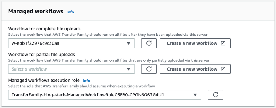 Figure 5- Attach the managed workflow created by the CloudFormation stack to your server