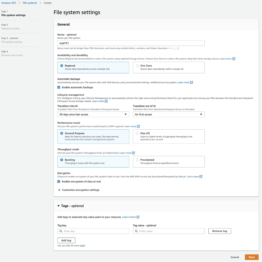 Create an EFS File System