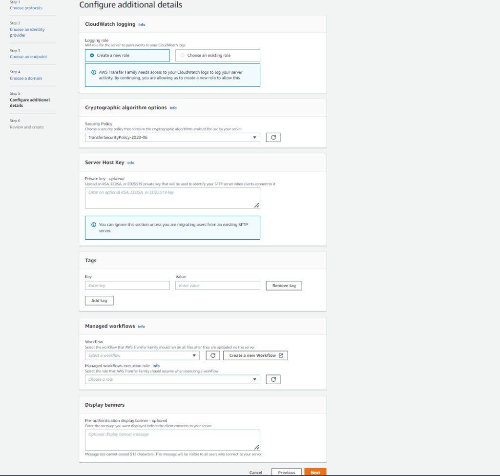 : AWS Transfer Family Logging Settings