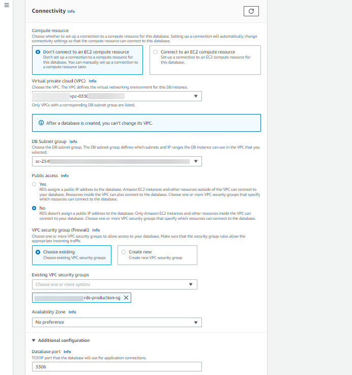Amazon RDS Connectivity and Network Settings