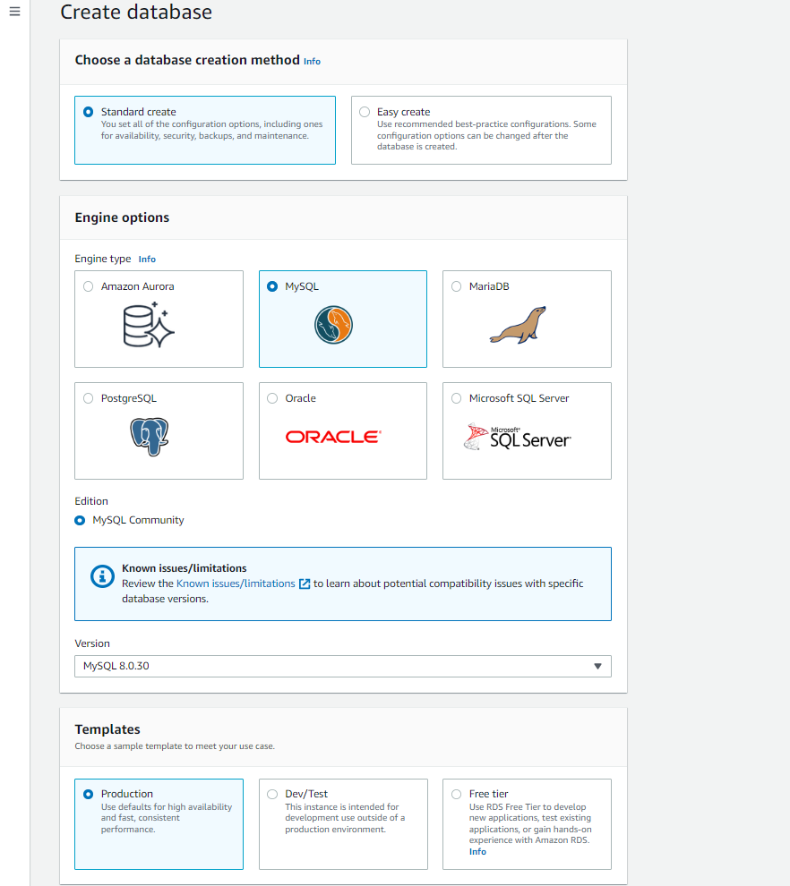 Amazon RDS Engine Type and Version