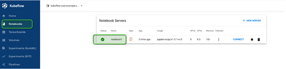 Kubeflow Dashboard (Notebook Server)