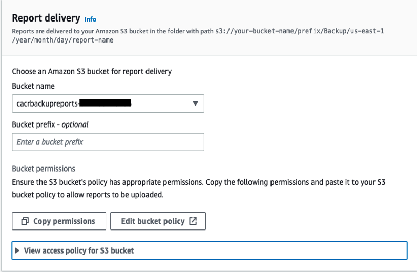 Report delivery section in the Reports plan page