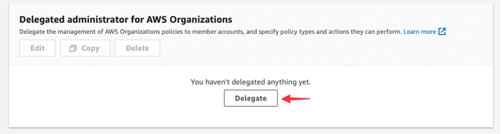 Delegated administrator for AWS Organizations
