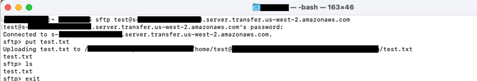 Figure 7- Screenshot of example SFTP client interaction