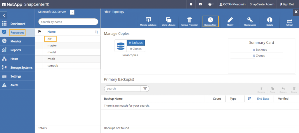 Initiating a new backup