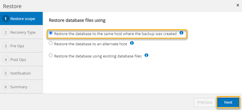 Configuring the restore scope