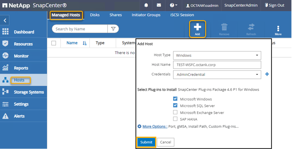 Adding the Windows host
