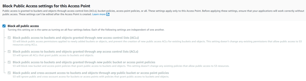 block public access settings for s3 access points