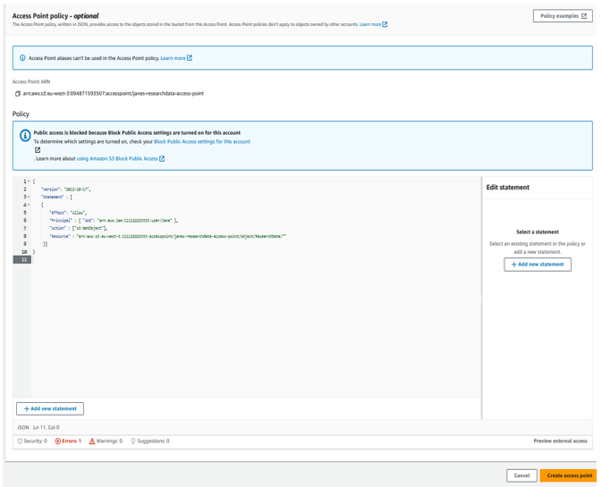 s3 access point policy