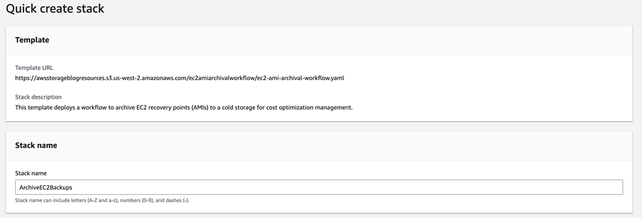 Figure 3 - Create the CloudFormation stack using the quick-create link