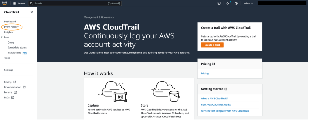 Go to Event history.