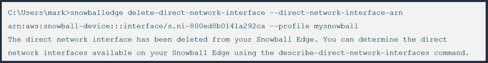 SnowballEdge CLI delete DNI example