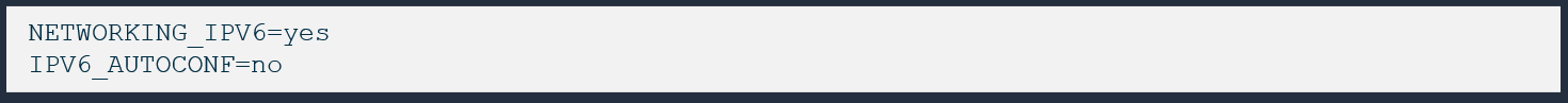 DNI IPv6 configuration in /etc/sysconfig/network file