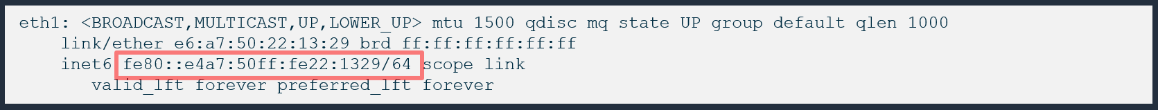 Output of successfully configure IPv6 address