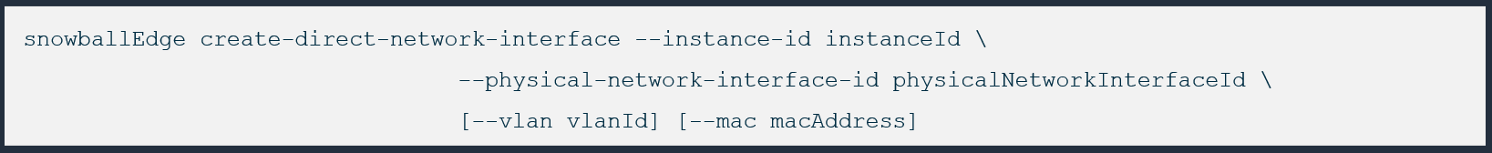 SnowballEdge CLI syntax to create DNI