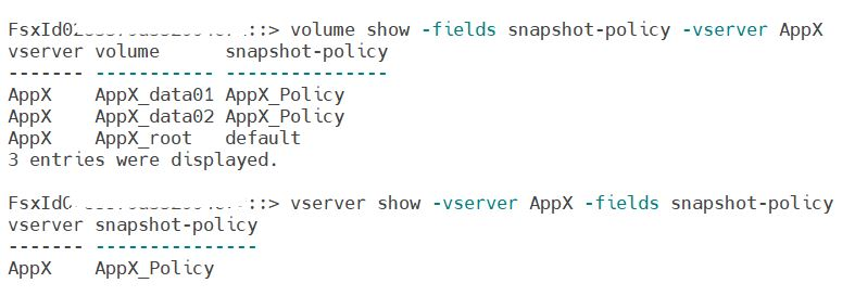 Figure 5 – View custom snapshot policy on volume