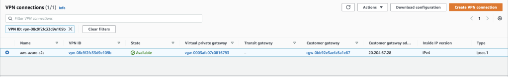 AWS VPN connection Available state