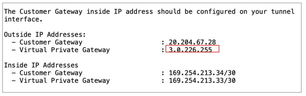 Virtual private gateway IP address